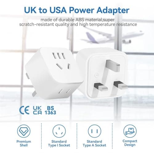 2-Pack Chinese to UK Plug Adapter,2/3 Pin China to 3 Pin Plug Adaptor — view 4