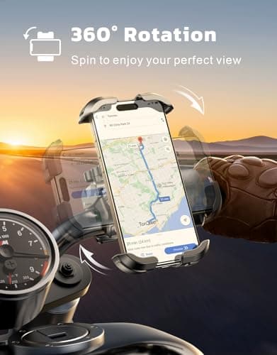 Rolgno Bike Phone Holder, [1s Release & 360° Rotate] Motorbike Phone Mount — view 5