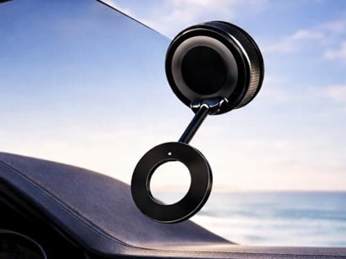 Magnetic Car Phone Holder for MagSafe, Vacuum Suction Cup Car Mount, 360° Rotatable Foldable Dashboard & Windscreen Mobile Holder for iPhone 17/16/15/14/13/12, Samsung & Android, Black — view 4