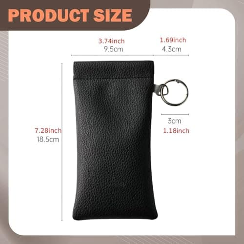 YWMJZEU Sunglasses Pouch Eyeglasses Case Glasses Bag Storage Organizer Faux Leather Water Resistant Compression Resistant with Lanyard Suitable for Commute Ba, black — view 3