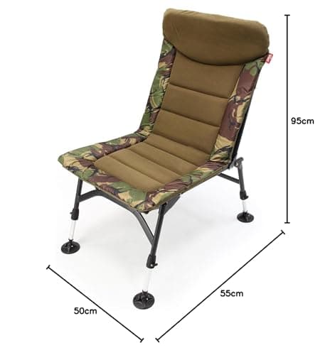 DNA Leisure Carp Fishing Chair, High Back Padded, Adjustable Mud Feet, Camo Design, Camping Festival — view 3