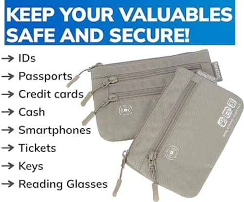 SUPACOOL Passport Holder Wallet Bag for Men Women Family, Card Holder Organizer for Tote, RFID Blocking, Travel Pouch for AIRports, Trains, Buses, Two-Piece Set (Gray) — view 4