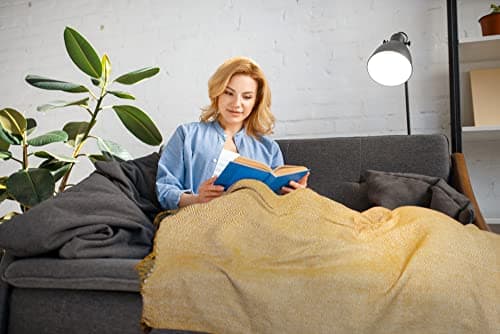 Emma Barclay Herringbone - Recycled Cotton Patterned Chair Sofa Setee Bed Throw Over Blanket in Ochre Yellow - 50x60 (127x152cm) — view 5