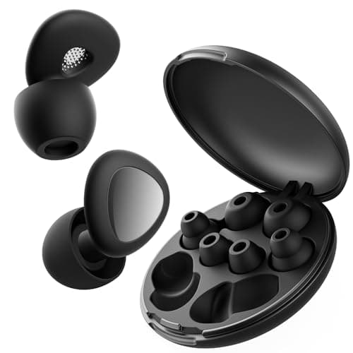 Ultra-Comfy Reusable Ear Plugs - 45dB SNR Noise Cancelling Earplugs for Sleep, Deep Focus,Travel,Sensitivity | Flexible Hearing Protection |Customizable Fit |4 Ear Tips Size in Dual-Layer/S/M/L-Black
