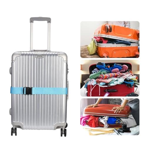 Luggage Straps - Suitcase Straps, Adjustable Luggage Belt, Thickened Packing Belts, Baggage Security Straps, Travelling Luggage Accessories for Handbag, Luggage, Suitcase, Carts (Blue, 2PCS) — view 6