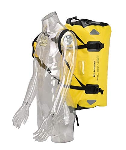 Wild heart Waterproof Bag Duffel Bag 40L 66L 100L with Welded Seams Shoulder Straps, Mesh Pocket for Kayaking, Camping, Boating,Bycycle,Motorcycle (66L Yellow Add Bottom with Rope) — view 5