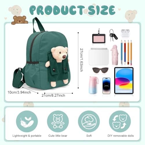 Aucuu Cute Bear Small Toddler School Bag, Toddler Backpack, Kids Backpack for Boys Girls, Mini Children Backpack, Cartoon Preschool Kindergarten Elementary Rucksack for School & Travel (S) — view 3