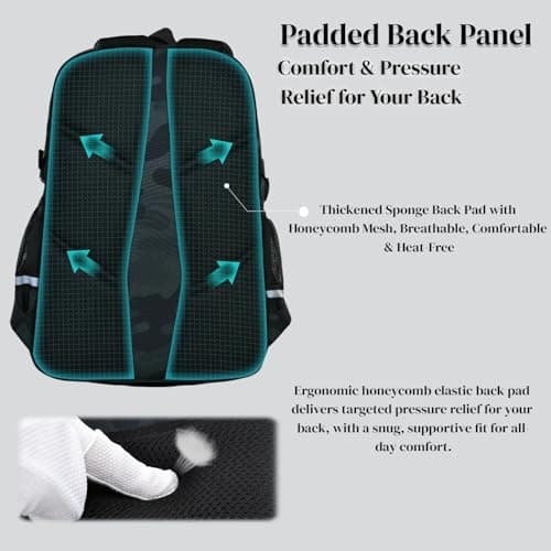 EKUIZAI Boys Backpack for Kids Camouflage Bookbag for Elementary Middle School Students Large Capacity Casual Backpack for Boys Teen,Camouflage Green,L — view 6