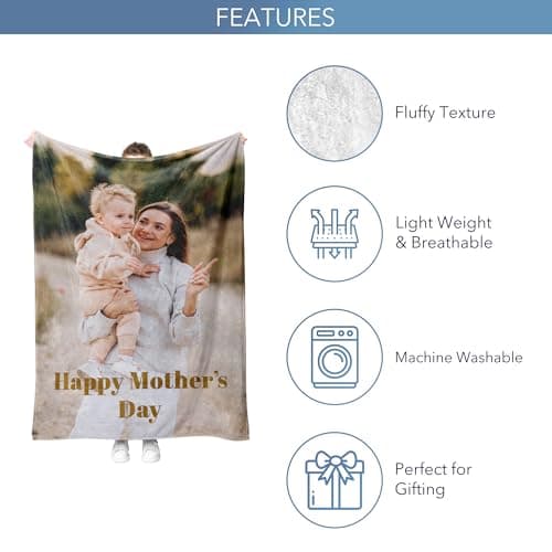 Personalised Photo Blanket, Customised Blanket with Pictures, Soft & Cosy Custom Blanket for Adults & Kids, Thoughtful Gifts for Mum, Dad, Best Friend, Boyfriend, or Girlfriend — view 4