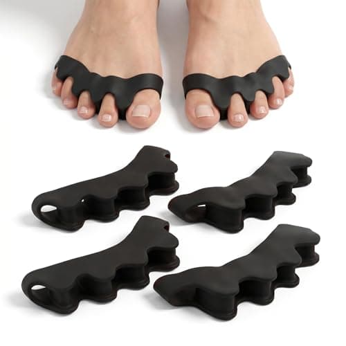 2 Pairs/4 Pcs Toe Separators for Overlapping Toes (Black)