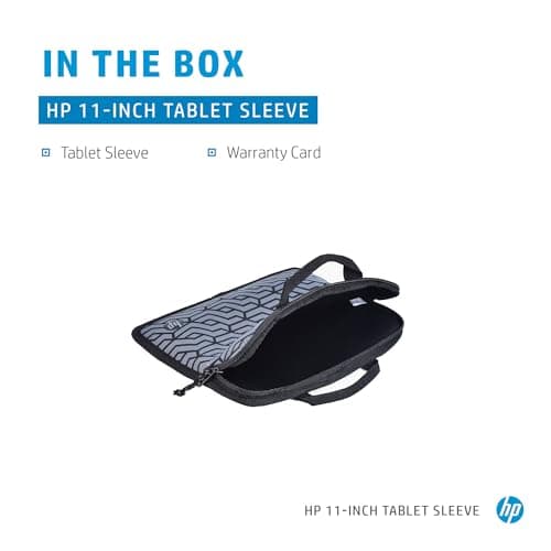 HP 11-inch Tablet Sleeve, Neoprene, Passthrough Cable access, Washable, Grey & Black, — view 6
