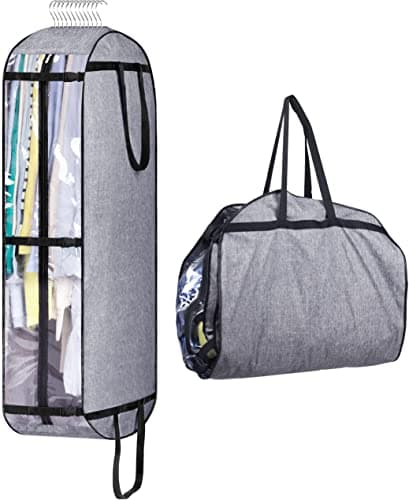 MISSLO 50" Garment Carrier for Suit Travel Dress Moving Bag for Hanging Clothes Covers with strong Oxford Fabric Suit Carriers for Women and Men, Grey