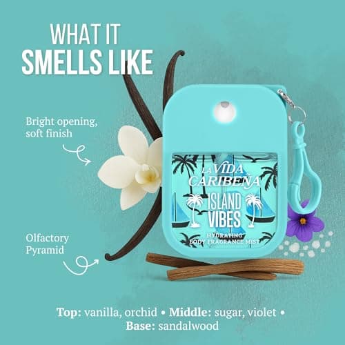 La Vida Caribeña Hydrating Body Mist 4-Pack, 4x35ml Travel Sprays with Clip — view 6