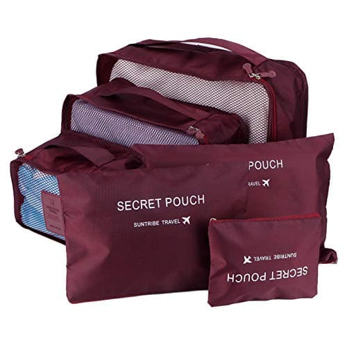 6PCS Clothing Sorting Bag for Travel, Luggage Suitcase Packing (Burgundy)