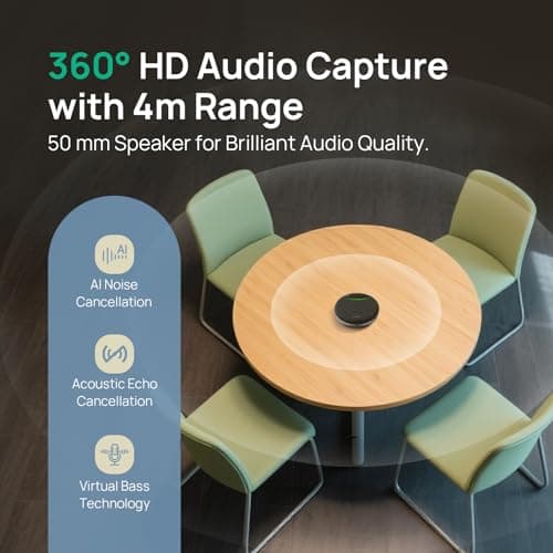 Yealink SP92 Office Conference Speaker and Microphone, Portable Bluetooth Speaker with USB, AI Noise Cancelling Mic, 20H Call Time, Conference Microphone for Small Wireless Meeting Room — view 3