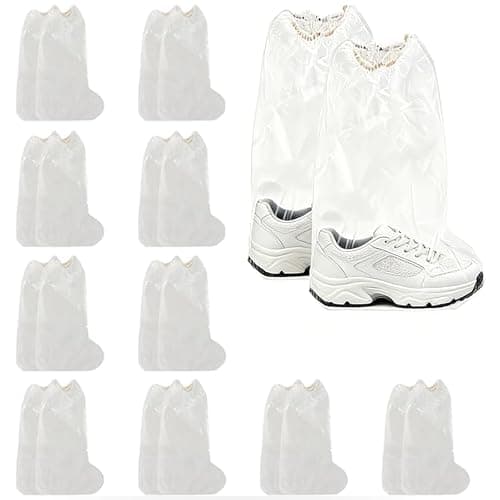 Waterproof Shoe Covers, Plastic Transparent Shoes Protectors, 10 Pairs