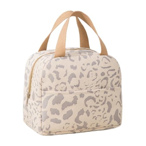 DWE Lunch Bag, Insulated Lunch Bag Cooler Bag Portable Thermal Lunch Box Bags Organizer Tote Bag for Women Adults Kids Work School Picnic Travel (Ink Beige)
