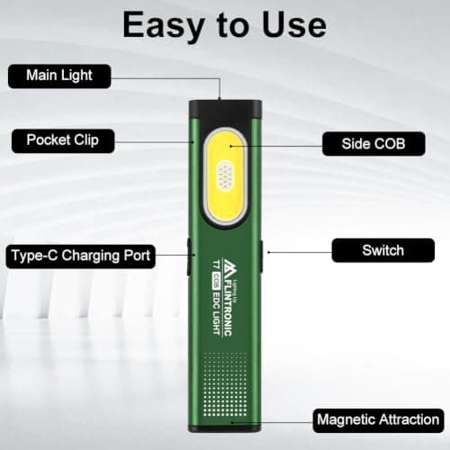 flintronic Mini Torch, USB C Rechargeable Small Torch, Green — view 2