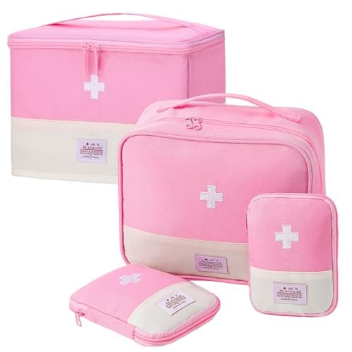 ViEinkaufen 4Pcs Pink First Aid Kit Bags