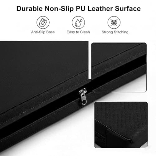 Exercise Mat – Tri-Fold PU Leather Yoga, Pilates & Gymnastics Mat, 6cm Thick Cushioned, Non-Slip, Foldable Home Gym Fitness Mat for Kids, Adults & Family Workouts (Black) — view 2
