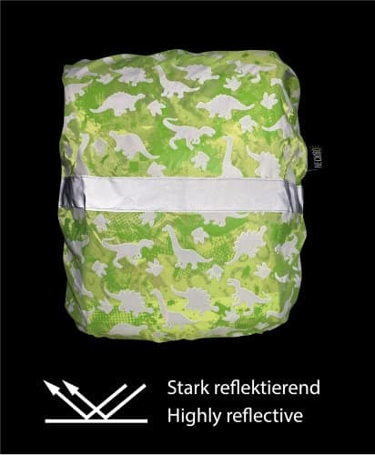 HECKBO Magic Satchel Backpack Rain Cover for Kids Boys Girls - Changes Colour in Rain - Dino Dinosaur - Reflective Stripes - Waterproof School Bag Protection - Water Repellent Rain Cover - Universal — view 5