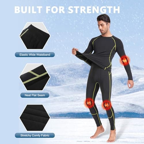 SIMIYA Thermal Underwear Mens, Quick Dry Base Layer for Men, Compression Mens Thermals Top and Bottoms, Winter Long Sleeve Long Johns for Workout Skiing Running Hiking — view 3