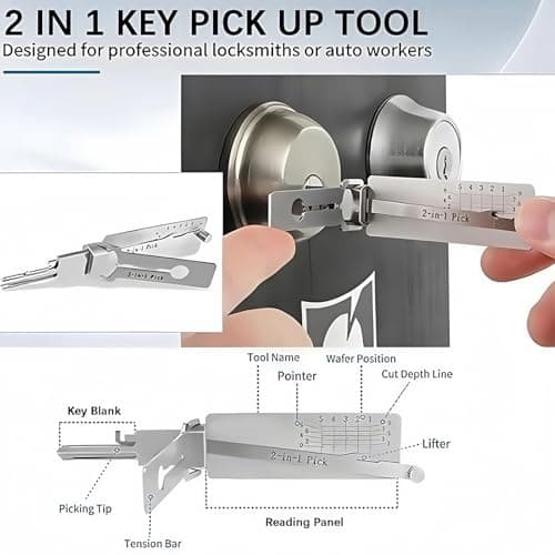 Key Decoder Lock Picking Tool,2 in 1 Lock Pick & Decoder Kit for Beginners with Auto Key Extractor,Skeleton Keys & Locksmith Tools,L/ock Picking Kit for Beginners,L/ock Picking Training Set(002) — view 2