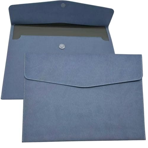 YMWALK A4 Document File Folder Wallet,PU Leather Portable and Waterproof Document Holder Organizer Envelope File Storage Bag for Business,Travel,Office, Home,and School Use (Blue)