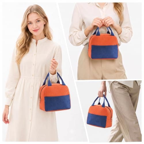 Arae Lunch Bag Women Men - Reusable Leakproof Cooler Tote Lightweight Thermal Lunchbox for Office, Gym, Beach & Travel (Orange Blue) — view 5