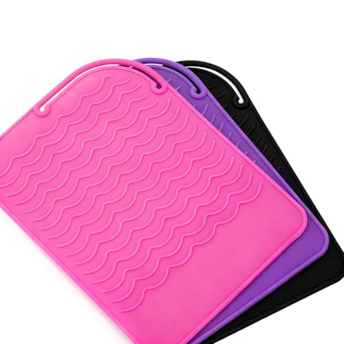 DOETYD Silicone Heat Resistant Mat for Hair Straighteners, Curling Irons, Flat Iron, Curling Tongs, Purple Non Slip Travel Mat Pad for Hot Hair Styling Tools, 23 cm x 17 cm — view 3