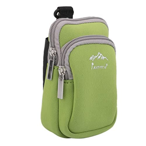 Neoprene Dual Zip Pocket Pouch Phone Bag Case for Hiking Climbing S Green — view 6