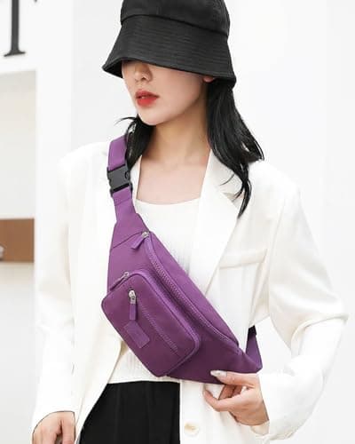 Bumbags for Ladies Bum Bag Fanny Pack Women Waist Pack Lightweight Adjustable for Running Walking Hiking Jogging (deep Purple) — view 4