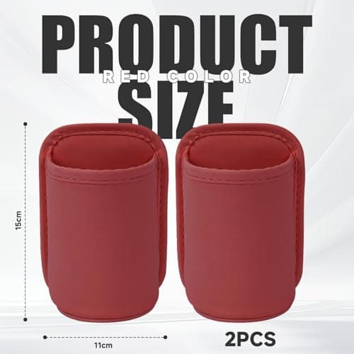 Auroriel 2 Piece Car Cup Holder, Backseat Clip, Large Cup and Bottle Holder, Multifunctional Door Pocket, Storage Organizer, Red PU Leather — view 2