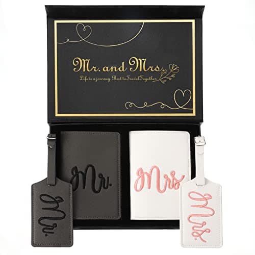 Mr and Mrs Luggage Tags Passport Holder for Wedding Bridal Shower Gifts