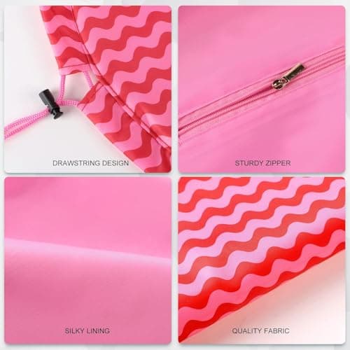 Vavabox Lazy Drawstring Makeup Bag, Flat Lay Cosmetic Bags (Red Wave) — view 4
