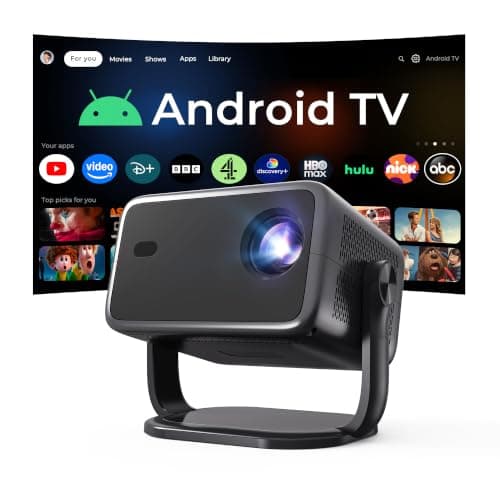 Smart Projector with Android 14 Hi-Res Audio, Native 1080P FHD 4K Supported