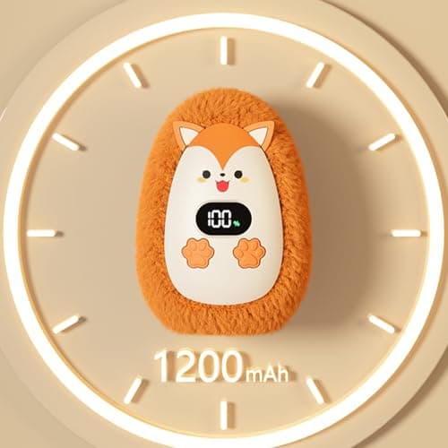 Rechargeable Hand Warmer - Portable Electric Cartoon Pocket Hand Heater With Digital Display | Electric USB Plush Animal Palm Warmer For Home Outdoor Camping Walking Kids Adults Friends — view 4
