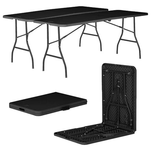 Harbour Housewares Rectangle Folding Trestle Tables - 180cm (6ft) - Black - Pack of 2 Outdoor Folding Table for Picnic, BBQ, Garden, Camping, Wedding, Party Catering