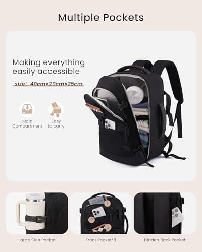 LOVEVOOK Cabin Bags 40x20x25 for Ryanair, Travel Backpack with 3 Front Pockets, Hand Luggage Bag with Dry and Wet Separation, Small Under Seat Carry-on Bag Rucksack for Travelling Airplanes Flight — view 4
