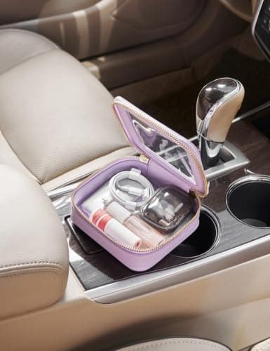 Popvibe Clear Makeup Bag with Zipper, Portable Makeup Organizer, Compact Travel Bag for Car, purple, 5'' x 4.7'' x 2'' — view 4