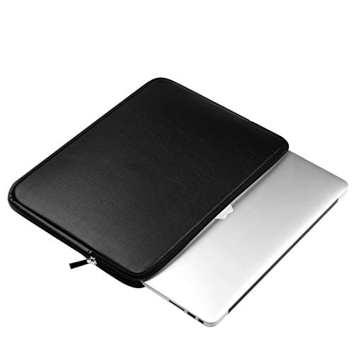 CCPK 14" (Narrow Bezel) Laptop Sleeve Compatible for 13 Inch MacBook Air Pro Hp 14 Inch Laptop Cover Chromebook 14 In Pavilion 360 Acer ASUS Lenovo 14in Computer Case Bag Waterproof PU Leather, Black — view 3