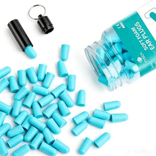 TTech Foam Earplugs for Sleeping 38dB Noise Cancelling, Ultra Soft Comfortable Ear Plugs for Study, Travel & Loud Noise, Reusable Hearing Protection with Case, 60 Pairs Blue, 120 Count — view 3