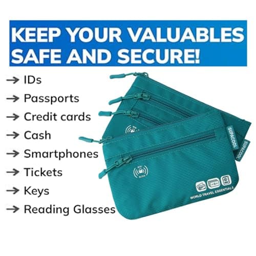 SUPACOOL Passport Holder Wallet Bag for Men Women Family, Card Holder Organizer for Tote, RFID Blocking, Travel Pouch for AIRports, Trains, Buses, 2pcs Set(Green) — view 4