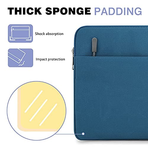 MoKo 9-11 Inch Tablet Sleeve Bag Carrying Case Fits New 11 inch iPad Air M3, iPad A16 2025, iPad Pro 11 M4/Air M2, iPad Air 5/4/3th, iPad 10/9/8/7th, Peacock Blue — view 4