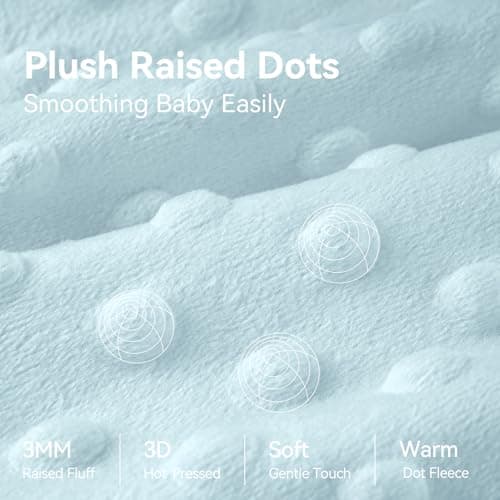 Unnivoll Baby Sleeping Bag 1.5 Tog with Plush Dots Sleep Bag 2 Pack Baby Sleep Sack Wearable Blanket for Newborn Infant 0-6 Months Sky Blue — view 5