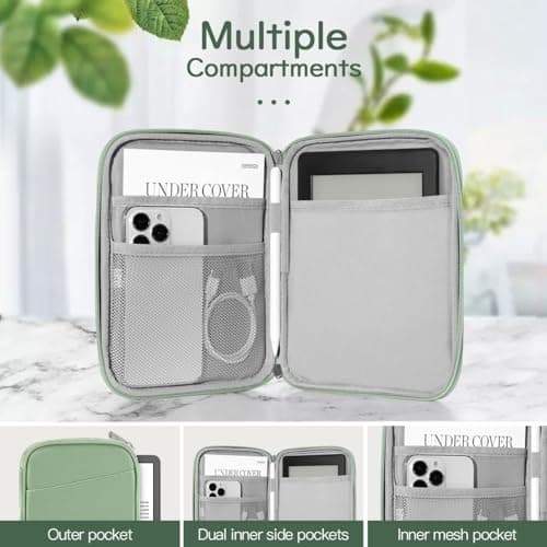 Vinabilia 6-7 Inch Sleeve Case for Kindle and eReader, Matcha Green — view 3