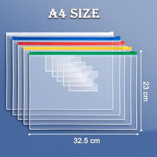 BIHIYII A4 Plastic Wallets 10Pcs, A4 Zip Wallets Document Folder, Storage Zip Lock Bags Paper File Folders Puzzle Bag for Stationary Office Supplies, Homework, Cosmetics, Travel Accessories — view 2