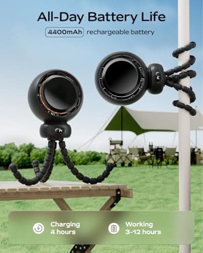 Bearwind Pram Fan, 60° Auto Oscillating Stroller Fan, 4400mAh Rechargeable — view 2