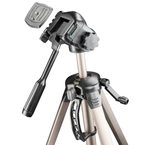 Mantona Basic Travel Pro III Photo Tripod Large Lightweight Aluminium Tripod with Quick Release Plate Height 55 to 146 cm Load 3 kg Light 1.07 kg Bronze with Bag — view 3