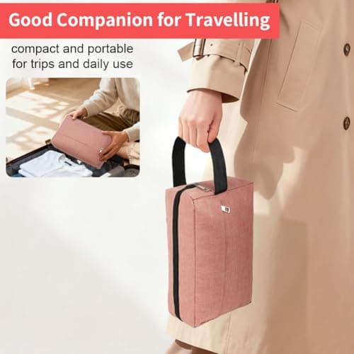 ALIIP Travel Toiletry Wash Bag,Portable Travel Grooming Pouch,Pink — view 6